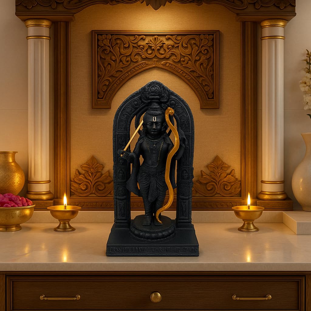 Divine 6-Inch Ram Lalla Idol - Handcrafted Poly Resin Statue for Home Decor and Worship | Ram Lalla 3D dol Statue Showpiece Murti