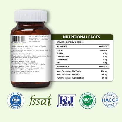 ZEROHARM Nano Liver Detox Supplement 800mg | Milk Thistle, Silymarin Extract, Dandelion & Turmeric | Supports Fatty Liver | Antioxidant Defense, Metabolism & Immune Function | 60 Tablets