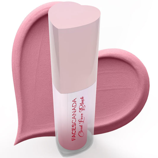 FACES CANADA Cloud Love Liquid Blush - Love Potion 03, 5ml | Soft Rosy Look | Long Lasting | Blends Easily | Blurred Matte Effect | Lightweight | Natural Tint | Cushion Applicator | Niacinamide Infused