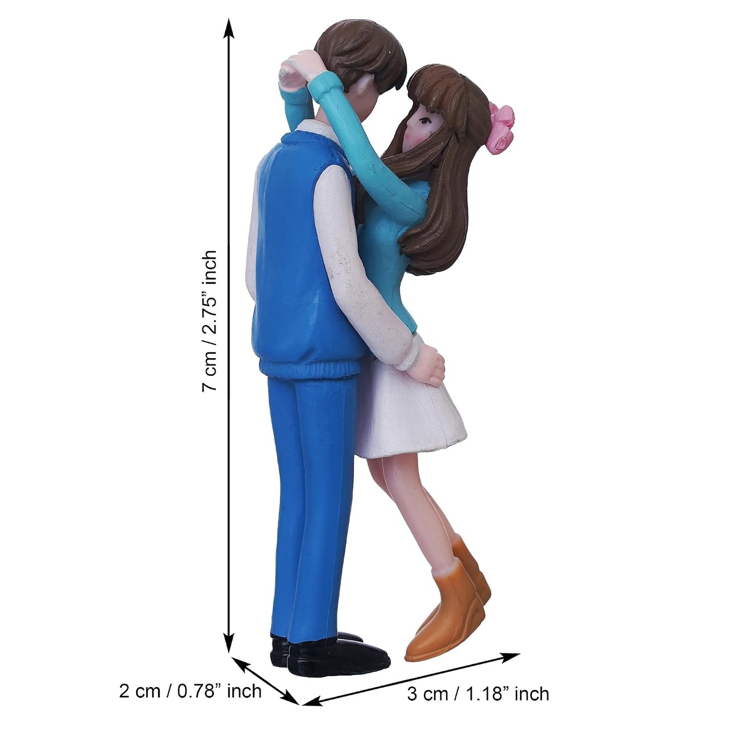 eCraftIndia Valentine Gift for Girlfriend Boyfriend Resin Romantic Hugging Couple Statue Decorative Showpiece | Zuzy Almond Chocolates Gift Box | Valentines Day Decoration Items