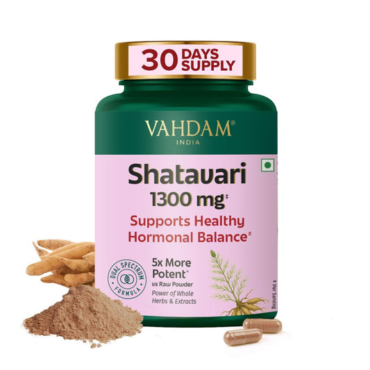VAHDAM Shatavari Capsules | Menopause, Lactation, Postnatal Recovery & Hormonal Balance | 5X More Potent than Regular Powder | Dual Spectrum Formula | Vegan, Gluten-Free | 60 Veg Capsules