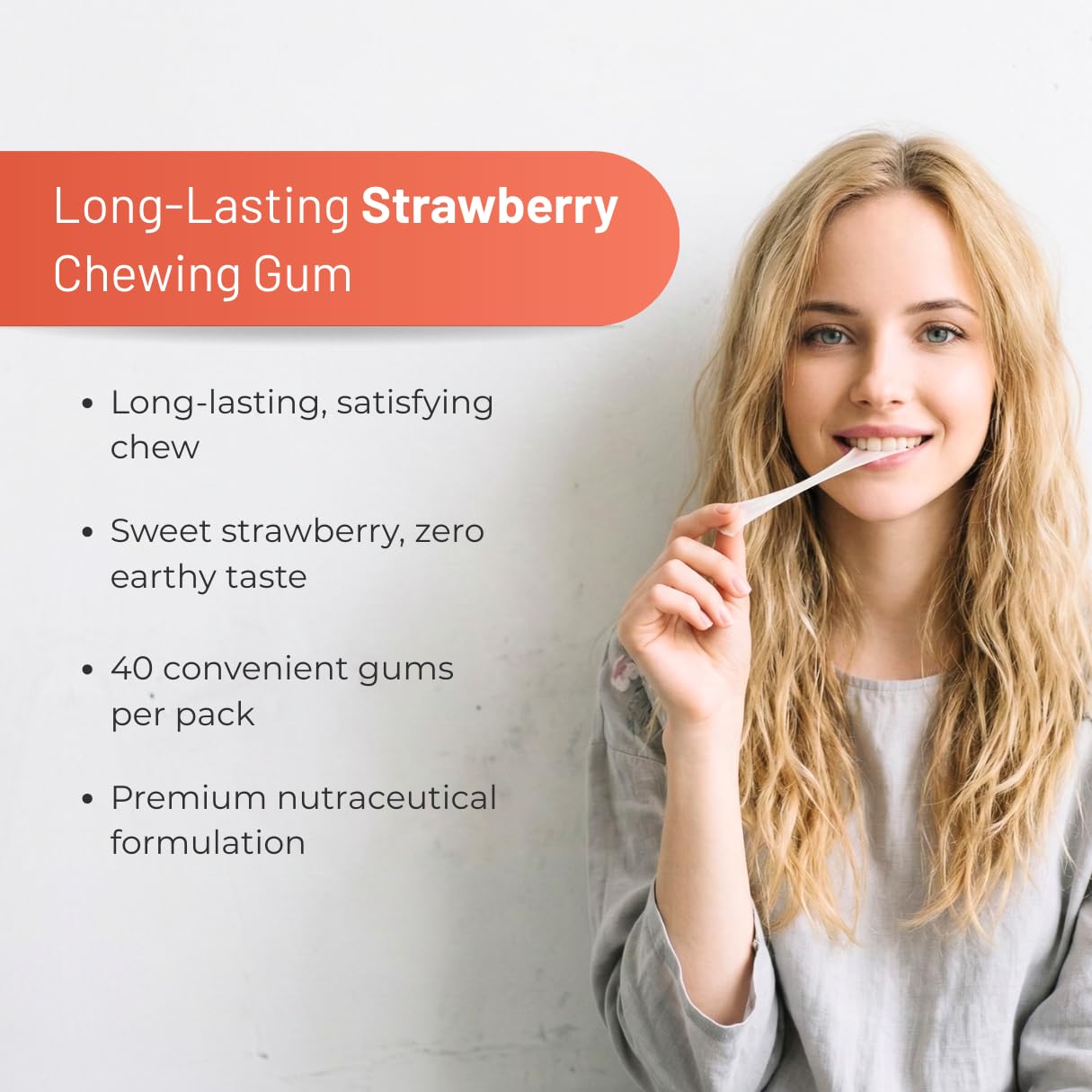 NUTRMITO Zen Gum KSM-66 Ashwagandha Chewing Gum, Strawberry Flavor, 40 Gums, Stress Management and Calm Support