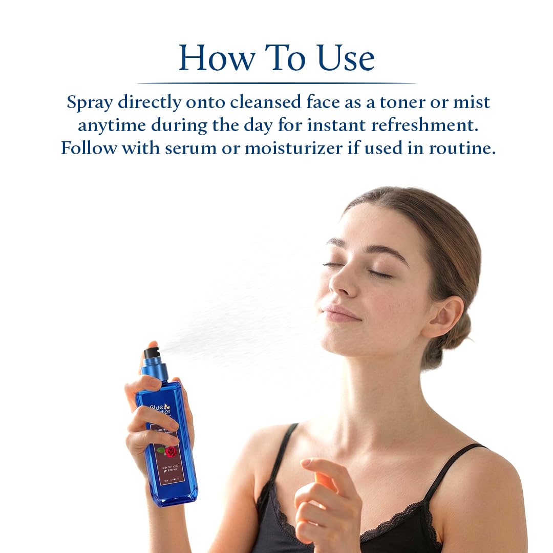 Blue Nectar Rose Water Spray for Face| Pure Rose Face Toner for Glowing Skin | Alcohol Free Face Mist and Toner for Oily Skin, Dry Skin and Normal Skin, Steam Distilled (200 ml)