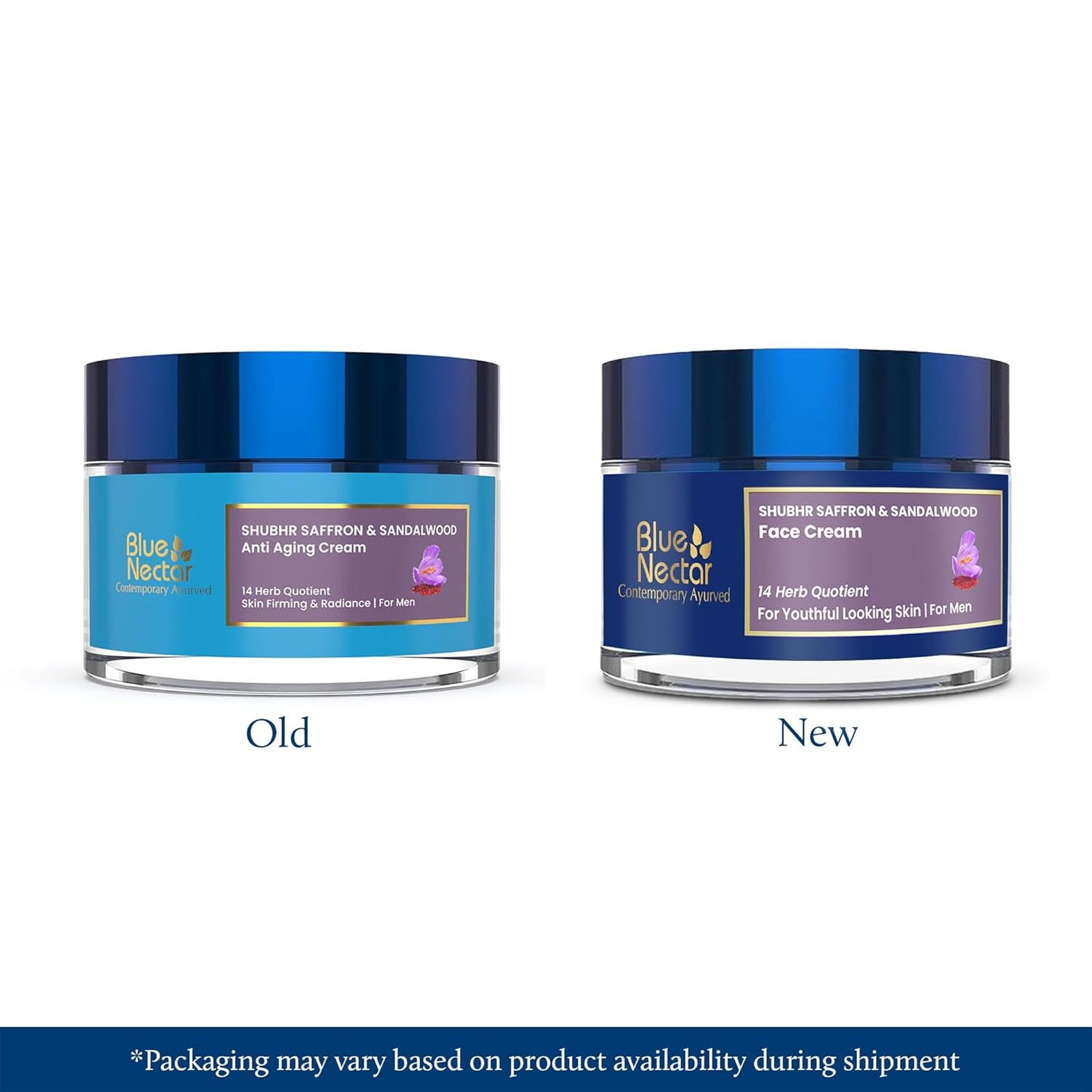 Blue Nectar Saffron Skin Brightening & Anti Aging Cream for Men | Day & Night Men Face Cream for Daily Use | Natural Moisturizer for Skin Glow (14 Herbs, 50g)