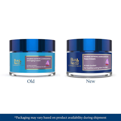 Blue Nectar Saffron Skin Brightening & Anti Aging Cream for Men | Day & Night Men Face Cream for Daily Use | Natural Moisturizer for Skin Glow (14 Herbs, 50g)