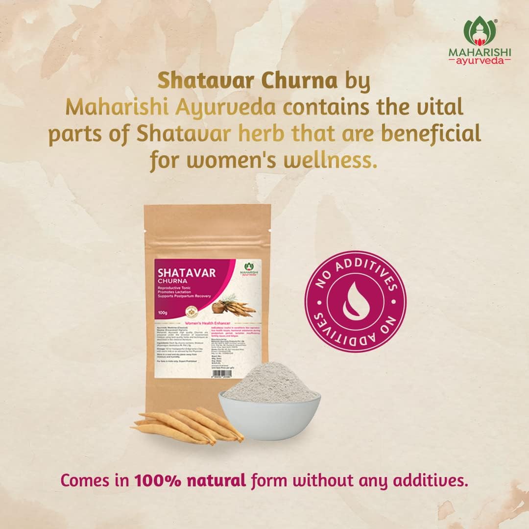 Zephivo Maharishi Ayurveda Shatavar Churna - 100% Natural Supplement for Women's Health - 100 gm
