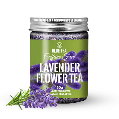 BLUE TEA - Lavender Flower Tea - 50 gm - 50 Cups | Calm & Relaxation | Hebal Tea - Flower Based - Caffeine Free - Non Bitter | Pet Jar Pack