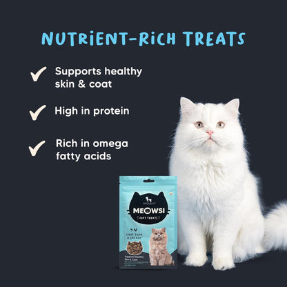 Meowsi by HUFT Soft Cat Treats – Light Tuna & Chicken – 50 gm | Tasty & Tender Treats for Kittens & Adult Cats | for Persian Cats & All Breeds | Low Fat