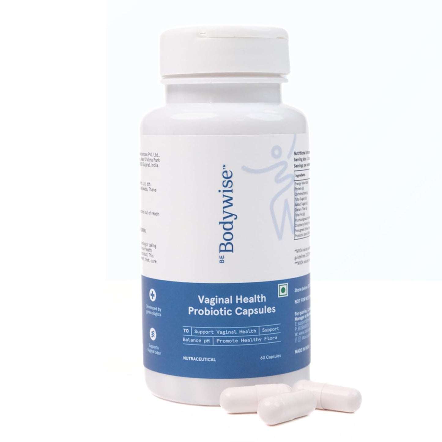Be Bodywise Vaginal Probiotic 60 Capsules for Women| Promotes healthy vaginal & healthy vaginal flora | 6 Billion CFU and 6 Broad Strain Prebiotic Blend for vaginal odour control |