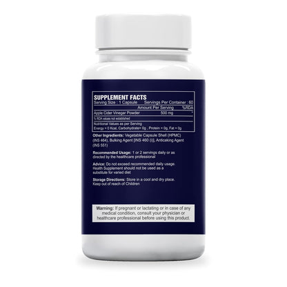 Sea Life Apple Cider Vinegar 500mg Capsules for Weight Loss Management (60 Veg Capsules),Boost Energy | Supports managing blood sugar levels | Improves Cholesterol Levels.