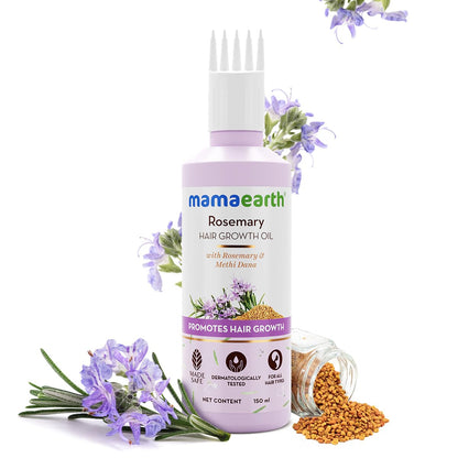 Mamaearth Rosemary Hair Growth Oil with Rosemary & Methi Dana for Promoting Hair Growth - 150 ml | Controls Hair Fall | Strengthens Hair