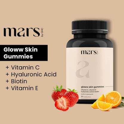 Mars by GHC Vitamin C Skin Gummies - 30 Gummies | for Glowing Skin | 30 Days Pack l With Hyaluronic Acid, Vitamin E & Biotin…