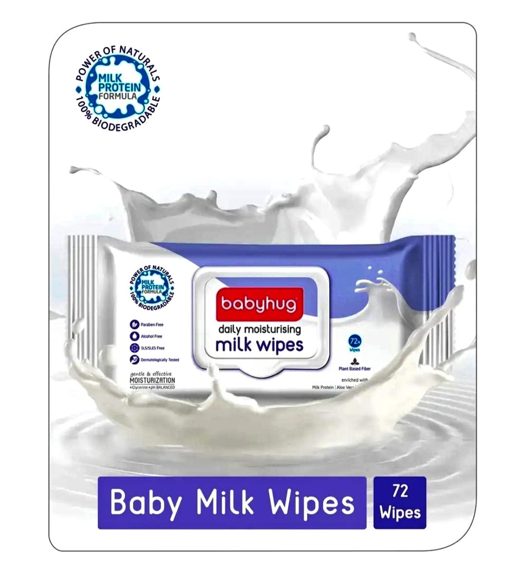 Babyhug Daily Rich Moisturising Milk Wipes 72 Pieces- Pack of 1
