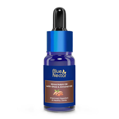 Blue Nectar Nabhi Oil with Ghee & Almond | Nabhya Dhara Belly Button Oil for Digestion & Joint Support | Authentic Ayurvedic Care for Knee, Back, & Body ache (21 Herbs, 10 ml)