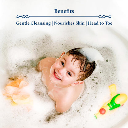 Blue Nectar Baby Wash for Bath with Organic Ghee | Gentle Cleanser Body Wash for Kids | Top to Toe Wash for Baby with Natural Moisturizer (200 ml, 9 Herbs)