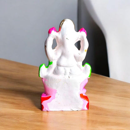 SAUDEEP INDIA 6 Inch Mitti Ganesh Idol | Eco-Friendly Handcrafted Mud/Clay Ganesh Murti | Ganpati Figurine for Visarjan | Biodegradable Lotus Ganesha Statue | Ganesh Chaturthi (Colored Mitti Ganesha)