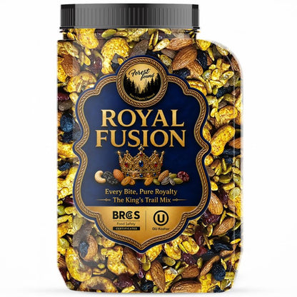 Forest Found Royal Fusion Dry Fruits Trail Mix - | Premium Dry Fruit Mix For Snacking | With Cashews, Almonds, Raisins, Cranberries, Sunflower & Pumpkin Seeds | No Palm Oil & Flavours