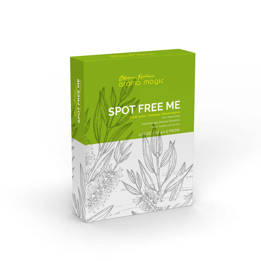 Aroma Magic Spot Free Me Sheet Mask | Controls acne, soothes eruptions, purifies & fades scars with Lavender & tea tree essential oils, neem extracts, vitamin A (retinol) | All Skin | Pack Of 5