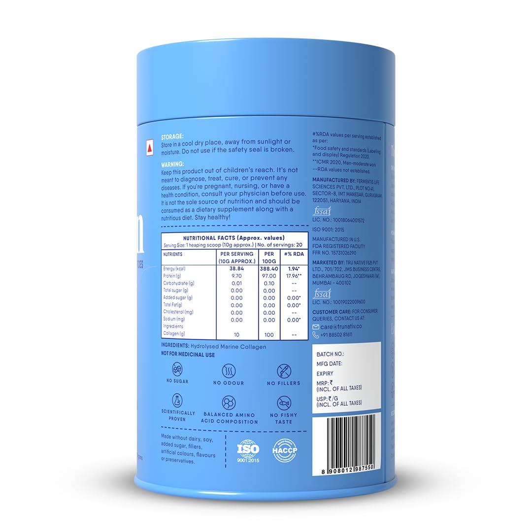 Trunativ Collagen Supplements | Advanced Japanese Marine Collagen Powder for Women & Men | Type 1 and 3 Hydrolyzed Peptides | Supplement with Hyaluronic Acid | Supports Skin Glow, Hair Growth, and Nail Strength | Unflavoured (200g)