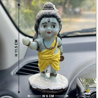 Shivji Idol for Car Dashboard, Home Temple & Office Desk | Compact Resin Mahadev Murti for Puja Room, Table Decor & Spiritual Gift | Small Lord Shiva Statue (Baby Shiva Yellow)