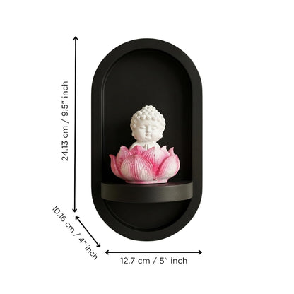 eCraftIndia White Lord Buddha Idol in Pink Lotus Base | Baby Buddha Statue for Car Dashboard Office Home Decor | Gift for Diwali Housewarming Birthday