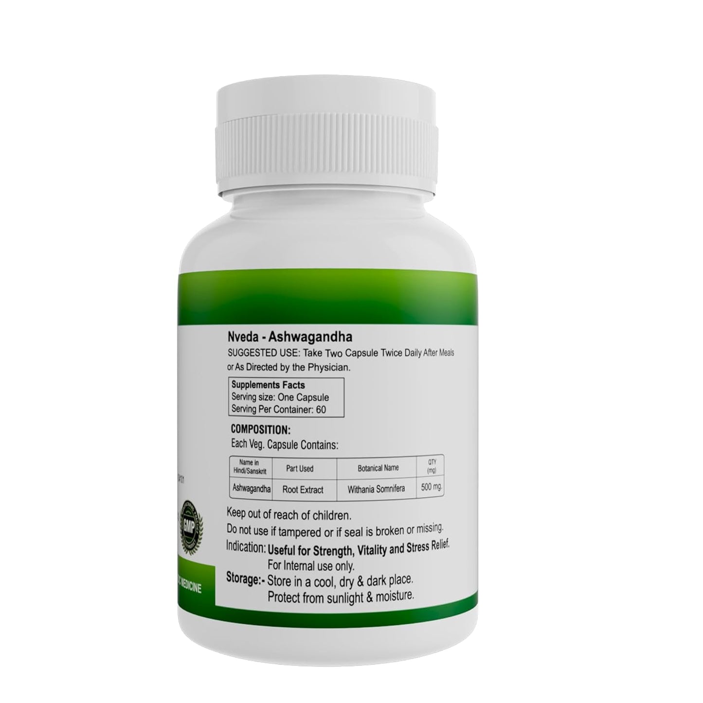 Nveda Ashwagandha 60 Capsules, Anxiety & Stress, Ashwagandha for Men & Women, Boosts Vitality, Improves Strength & Energy, Ashwagandha Capsule (500gm)