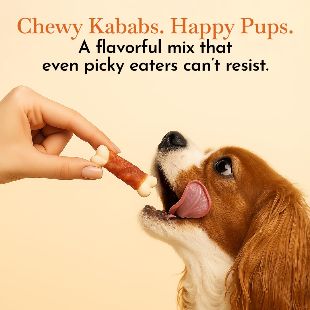 PETS EMPIRE O'Dog Chicken, Duck and Liver Kabobs Stick, Healthy Dog Treats, Chewy Dogs Sticks for Training and Feeding, Made with Real Chicken, Duck, Non-Vegetarian Snacks for Dogs, Puppies - 100g