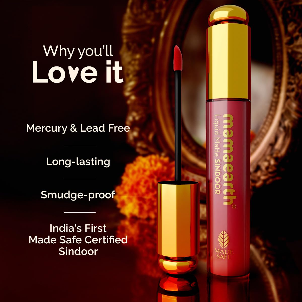 Mamaearth Liquid Matte Sindoor with Almond Extract & Vitamin E - 2.8 ml | 02 - Maroon | India’s First Made Safe Certified Sindoor | Mercury & Lead Free | Long-lasting & Smudge-proof