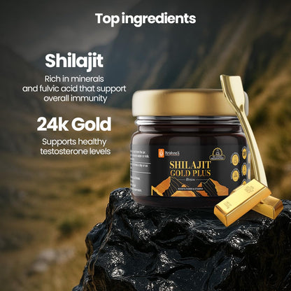 Krishna's Shilajit Gold Plus Resin, 100% Pure Himalayan Shilajit Resin, Natural Mineral & Fulvic Acid Supplement, No Additives - 20 g