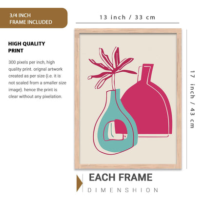 Boho Wall Art Home Decoration Paintings With Frame For Living Room Bed Room Hotel Wall Decor Digital Reprint Set of 3 (13X17 inch)