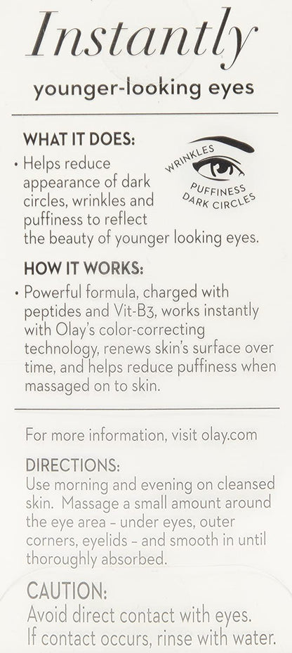 Product description for eye cream with text on a white background