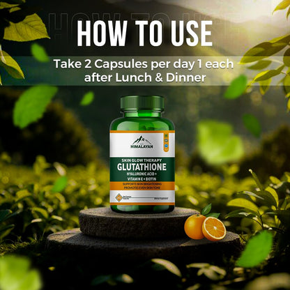 Divya Himalayan Skin Glow Therapy Glutathione – 1000mg Capsules with Vitamin C, Vitamin E, Biotin & Grape Seed Extract for Radiant Skin – For Men & Women (60 Capsules)