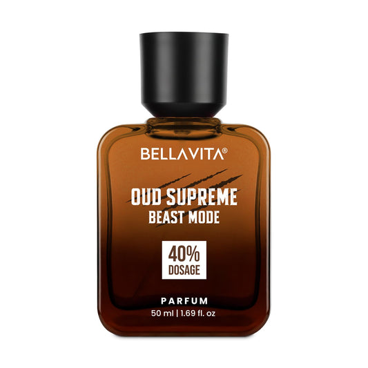 Bellavita Oud Supreme Beast Mode parfum bottle on a white background