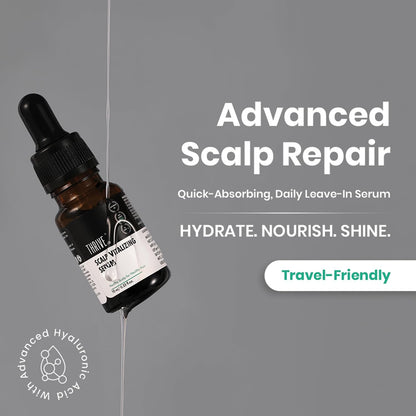 Brown bottle with dropper labeled 'Advanced Scalp Repair' on a gray background