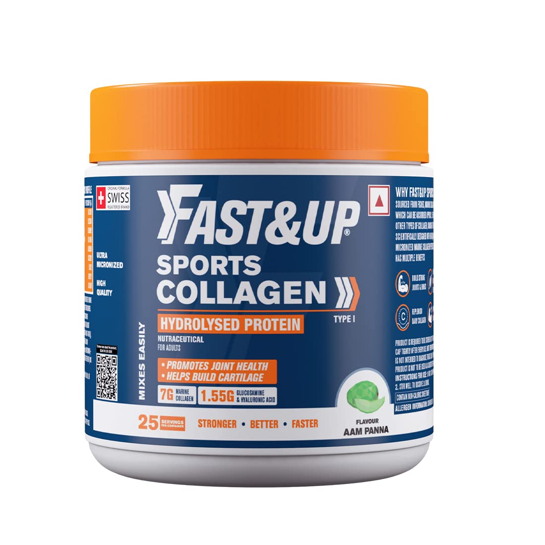 Fast&Up Sports Collagen container with orange lid on a white background