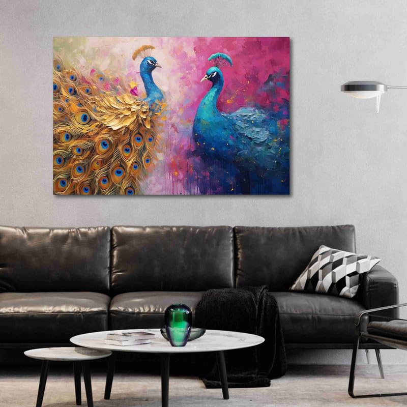 Unframed Rolled Art Print||Beautiful Peacock Canvas Wall Art Print for Home Décor And Office||Unframed canvas Painting For Wall decor||Home wall and Office Interior CR-133