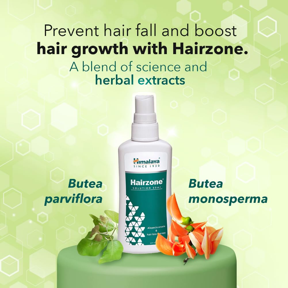Hairzone hair care product with botanical elements on a green background