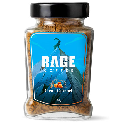 RAGE COFFEE Creme Caramel - Flavored Instant Coffee Powder for both Hot & Cold Coffee, 100% Single Origin Arabica Coffee Beans Powder, Premium Coffee Infused with Plant Vitamins (CREME CARAMEL)
