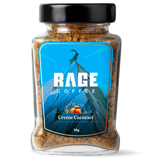 RAGE COFFEE Creme Caramel - Flavored Instant Coffee Powder for both Hot & Cold Coffee, 100% Single Origin Arabica Coffee Beans Powder, Premium Coffee Infused with Plant Vitamins (CREME CARAMEL)