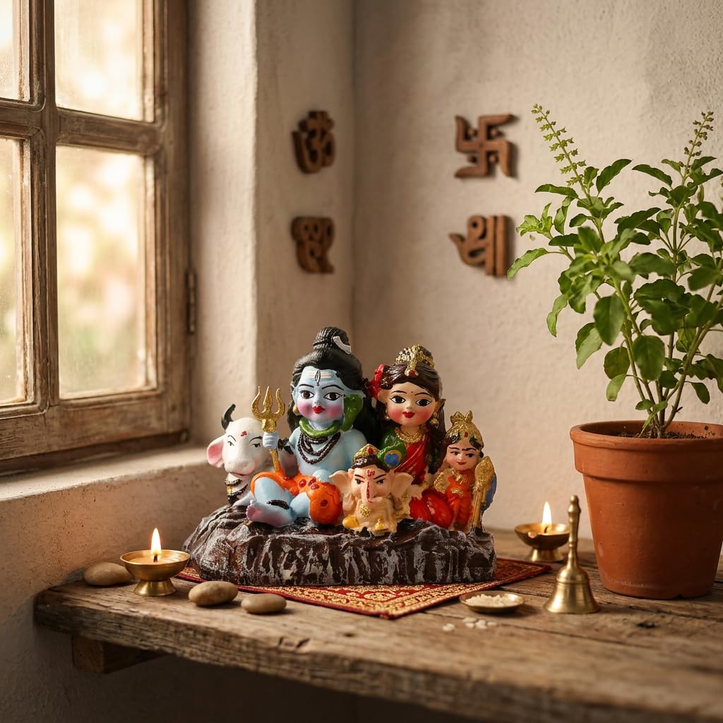 Shiv Parivar Idol for Home Decor | Shiva Family Murti for Puja Room, Temple Decoration, Spiritual Gift & Vastu Showpiece