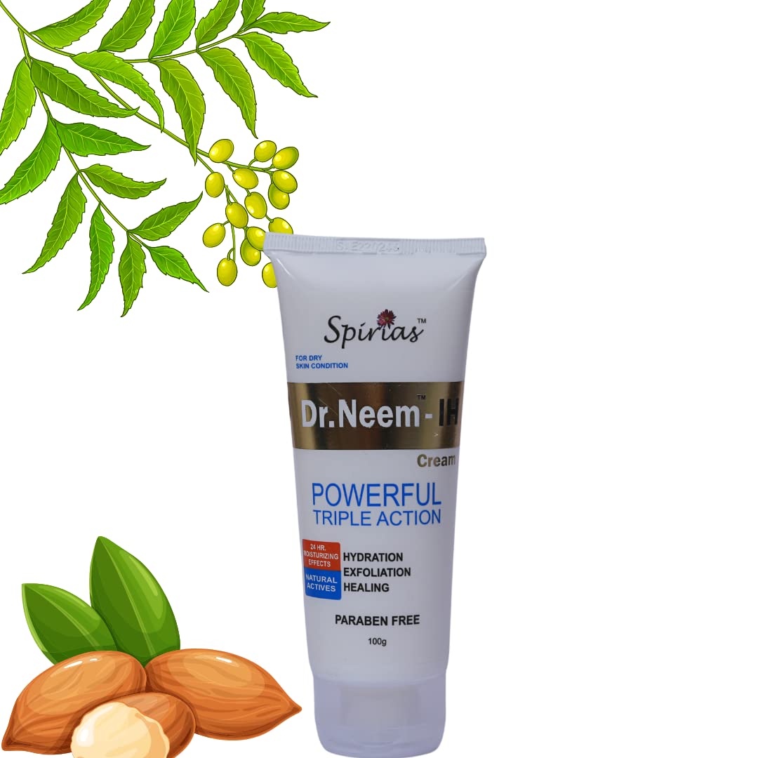 Dr. Neem Skin Cream, Enriched with Neem & Almond Oil,For Dark Patches on Knees, Elbow, Ankles & Underarms,Repairs Cracked Skin & Nipples, Paraben Free-100g