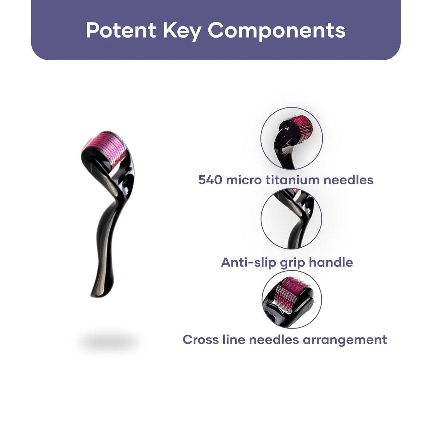 Saturn by GHC 0.5mm Derma Roller: 540 Titanium Micro Needles for Hair Growth & Hair Care | Minimize Hair Fall, Boost Follicle Stimulation | User-Friendly, Safe & Effective