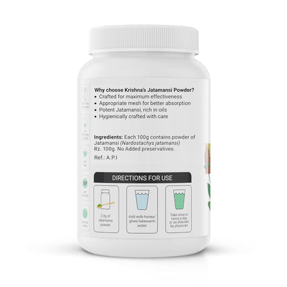 KRISHNA'S HERBAL & AYURVEDA Jatamansi(Nardostachys Jatamansi)Powder-100 G|Promotes Hair Growth|Supporting Hormonal Health&Natural Stress Relief