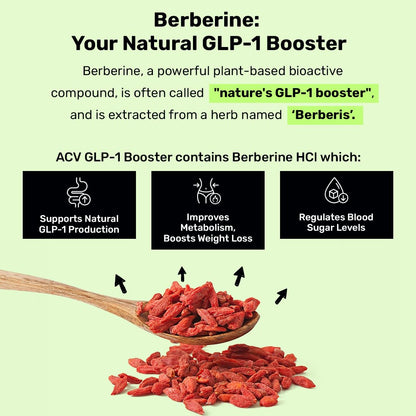 What’s Up Wellness Apple Cider Vinegar with Berberine & GLP-1 Booster For Weight Loss | ACV Effervescent Tablets | Tangy Green Mango Flavour | Manages Cravings | Weight Management | 15 Tablets