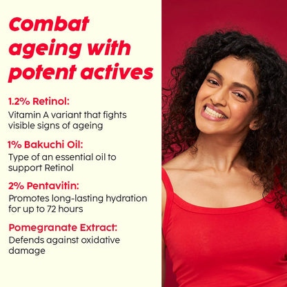 PLIX - THE PLANT FIX Pomegranate 1% Retinol & 1% Bakuchi Oil Anti Ageing Night Cream | Reduces Fine Line & Wrinkles | For Men & Women | 50 G