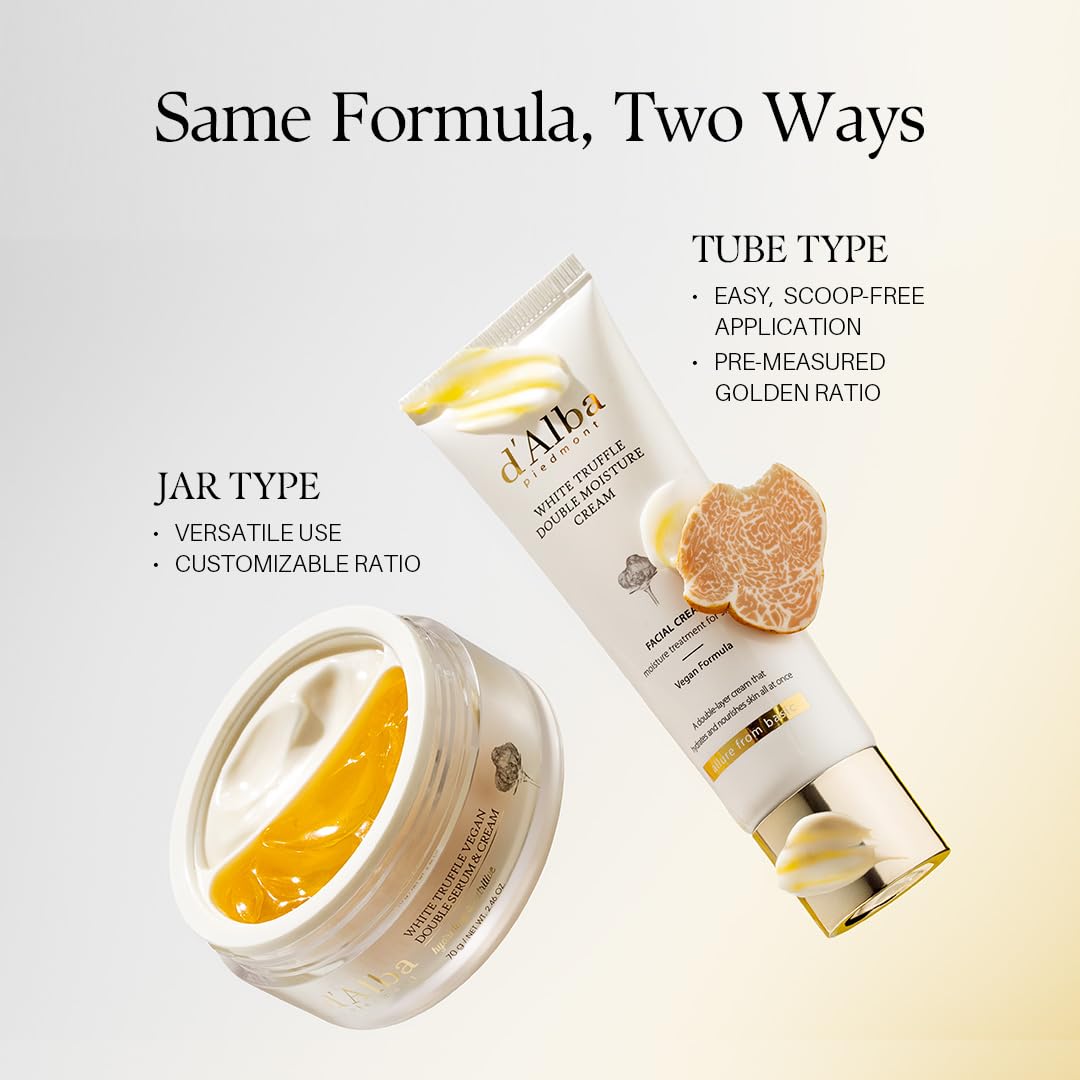 d'alba Piedmont Italian White Truffle Double Serum & Cream, Customizable 2-In-1 Intensive Skin Care, For Elasticity And Brightness, Mild And Vegan, 70g