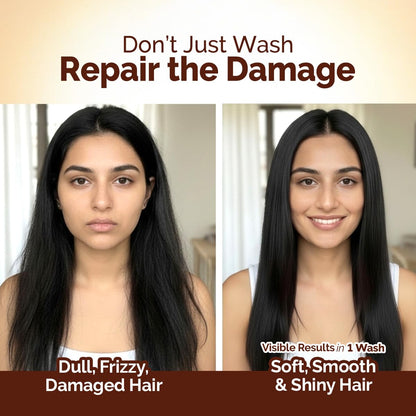 Mamaearth Flaxseed Damage Repair Hair Mask with 5% Flaxseed, 1% Hyaluronic Acid, Ceramides for Soft, Smooth, Shiny Hair - 300 ml | 100% Damage Repair | For Dry & Frizzy Hair | Sulphate & Paraben Free