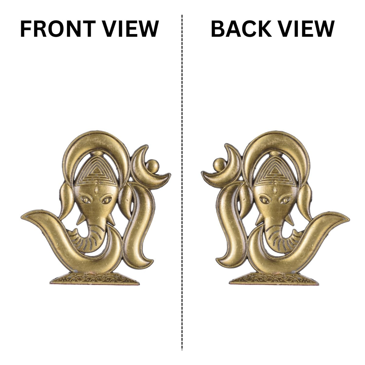 Om and Ganesh Mukharvind Idol for Car Dashboard – Brass Finish Divine Symbol Murti for Temple, Car & Office Décor (S924-BRS)