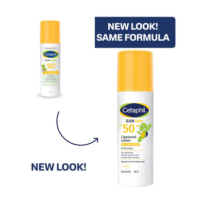 Cetaphil Sun Kids Liposomal Lotion SPF 50+ 150 ml– Very High Protection Broad-Spectrum UVA/UVB Sunscreen for Kids - Water-Resistant, Hypoallergenic & Fragrance-Free - Liposomal Hydrating Lotion for Sensitive Skin