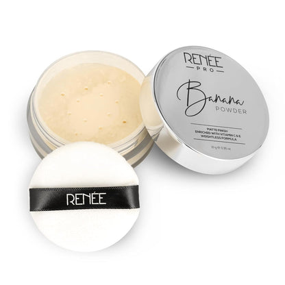 RENEE Pro Banana Loose Powder - Medium Beige - Sets Makeup, Extended Wear & Controls Shine - Vitamin C & E Infused Formula For Flawless Mattified Skin - 10 Gm - All Skin Type